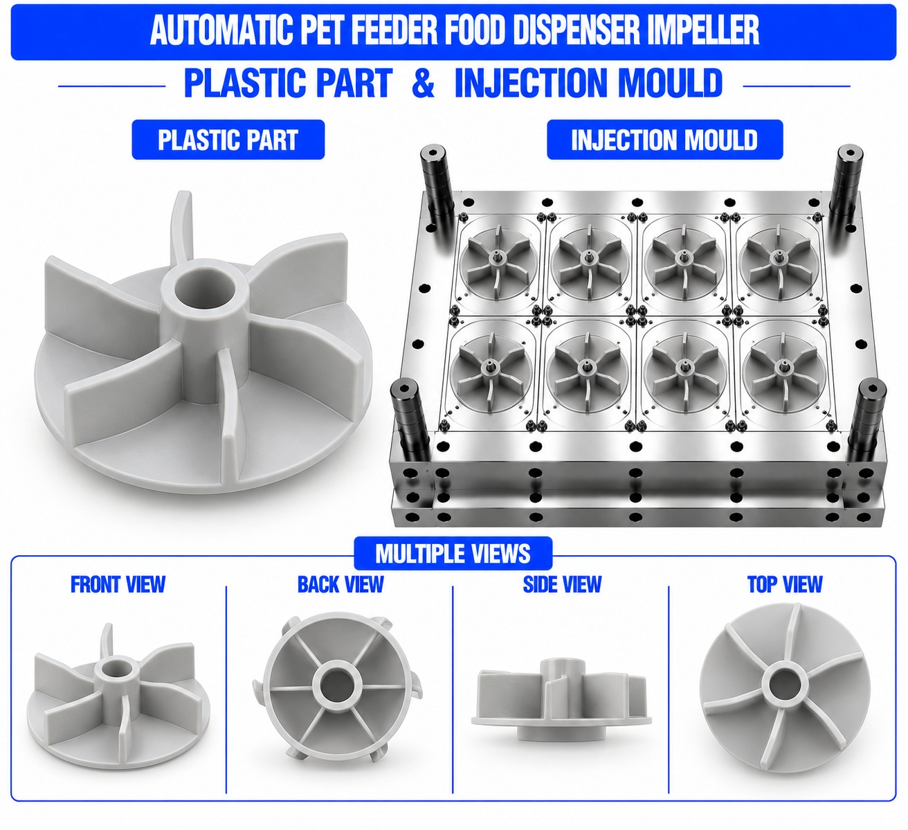 Automatic Pet Feeder Plastic Food Dispenser Impeller Mould and Moulding Service